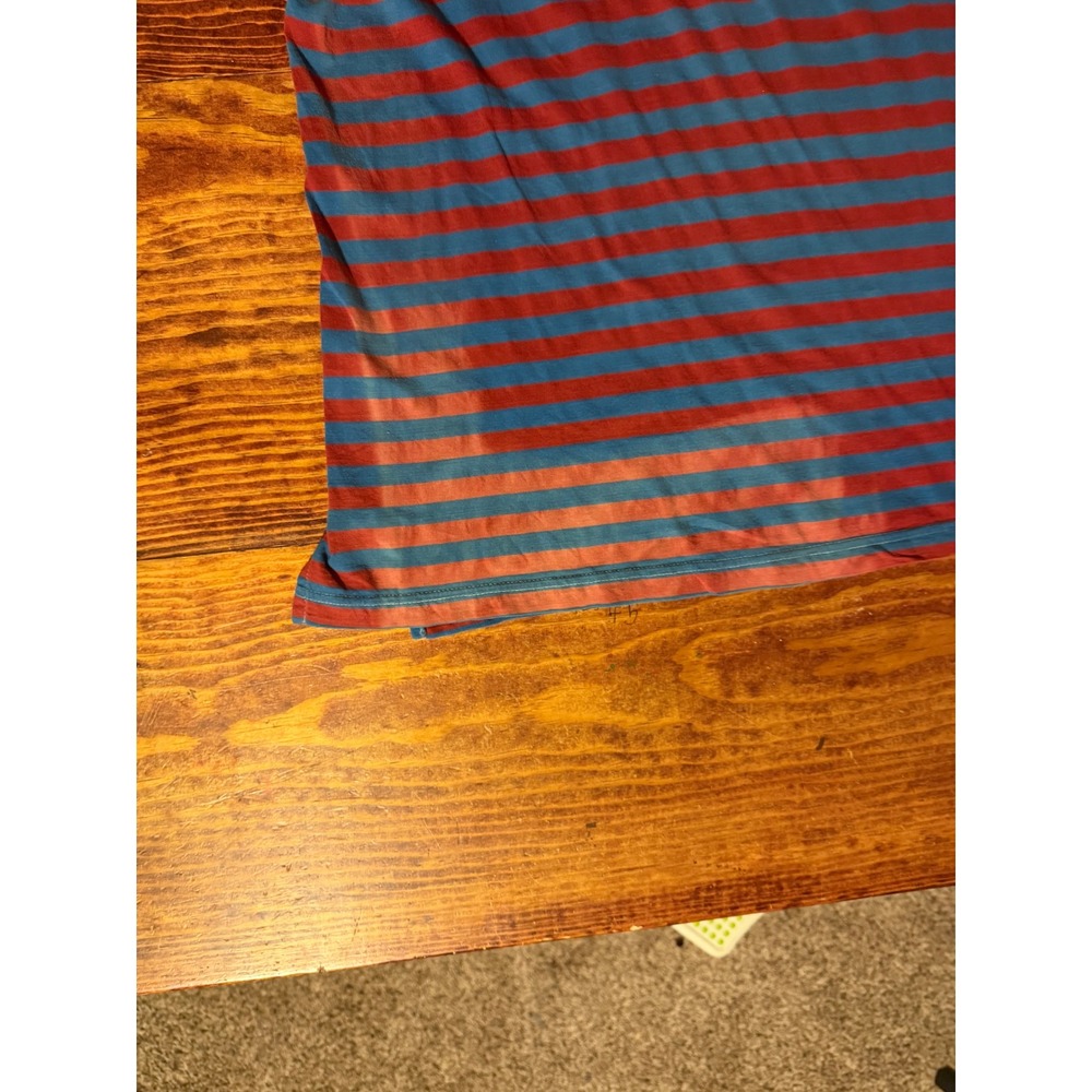 American Heritage Trails Polo Shirt Mens L Red Teal Striped Vintage 90s Cotton - Picture 3 of 4